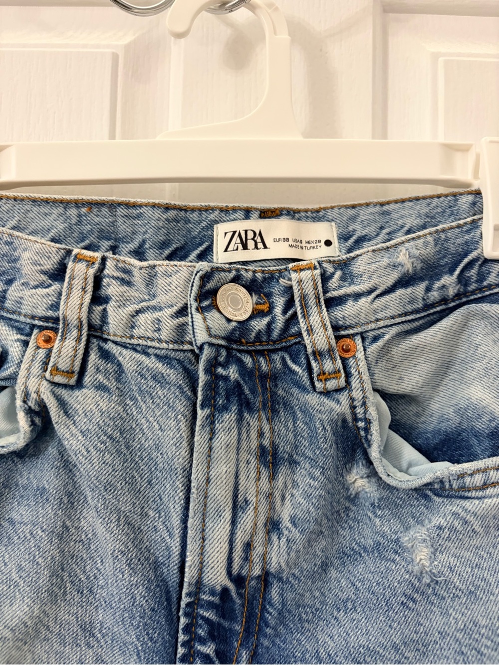 ZARA Light Blue Distressed Boyfriend Jeans